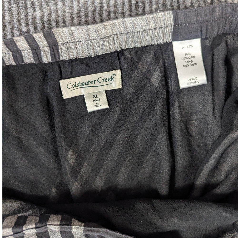 Coldwater Creek Womens XL Plaid Midi Skirt Black White Cotton A-Line‎ Lined K872 - Picture 6 of 7